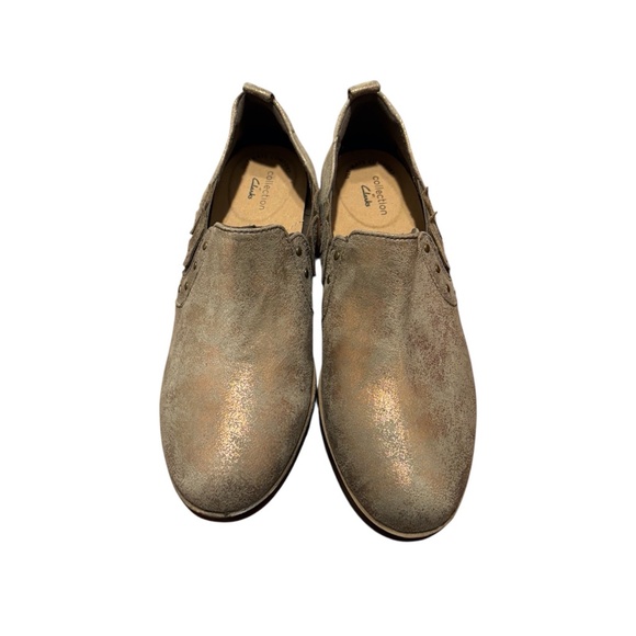 Clarks Trish Bell Metallic Gold Studded Booties 8.5 - Picture 1 of 9